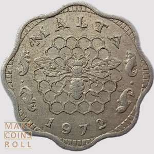 Obverse side 3 Mills Malta 1972