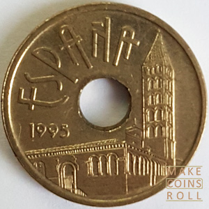 Obverse side 25 Pesetas Spain 1995