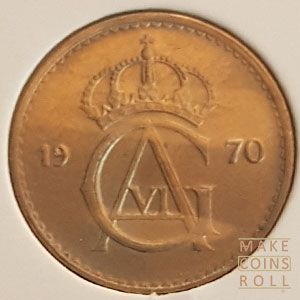 Obverse side 10 öre Sweden 1970