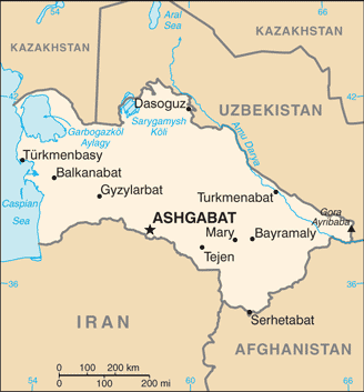 Map of Turkmenistan